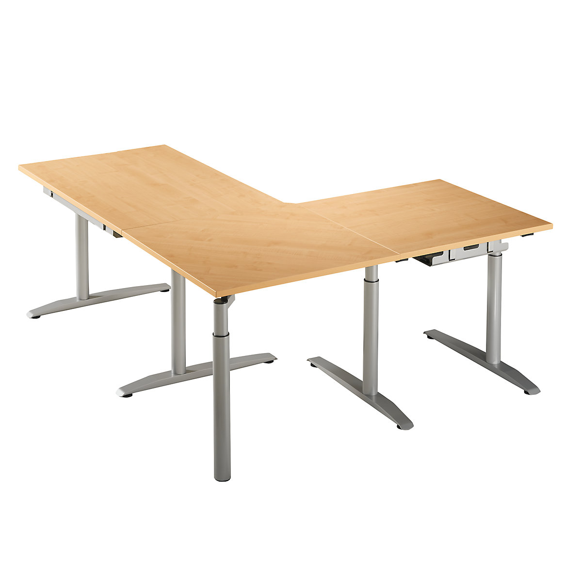 Linking top, height adjustable from 680 – 820 mm HANNA, 90°, with support leg, beech finish-6