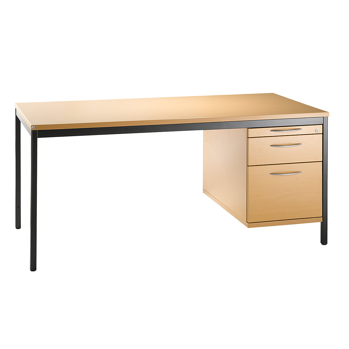 Base cupboard LENA, HxWxD 540 x 434 x 800 mm, 1 utensil drawer, 1 drawer, 1 suspension file drawer, beech finish-5