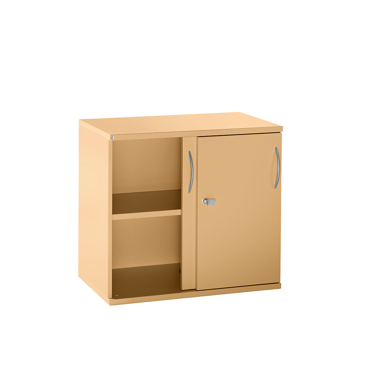 Sliding door cupboard LENA, 1 shelf, 2 file heights, 2 sliding doors, HxWxD 722 x 800 x 442 mm, beech finish-6
