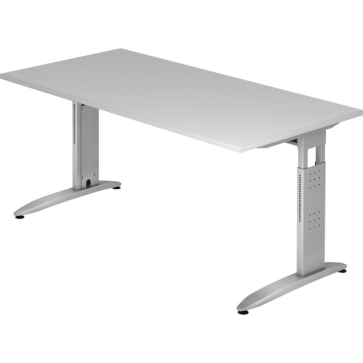 Desk NICOLA – eurokraft pro, C-foot frame, height adjustable, HxWxD 720 x 1600 x 800 mm, light grey-9