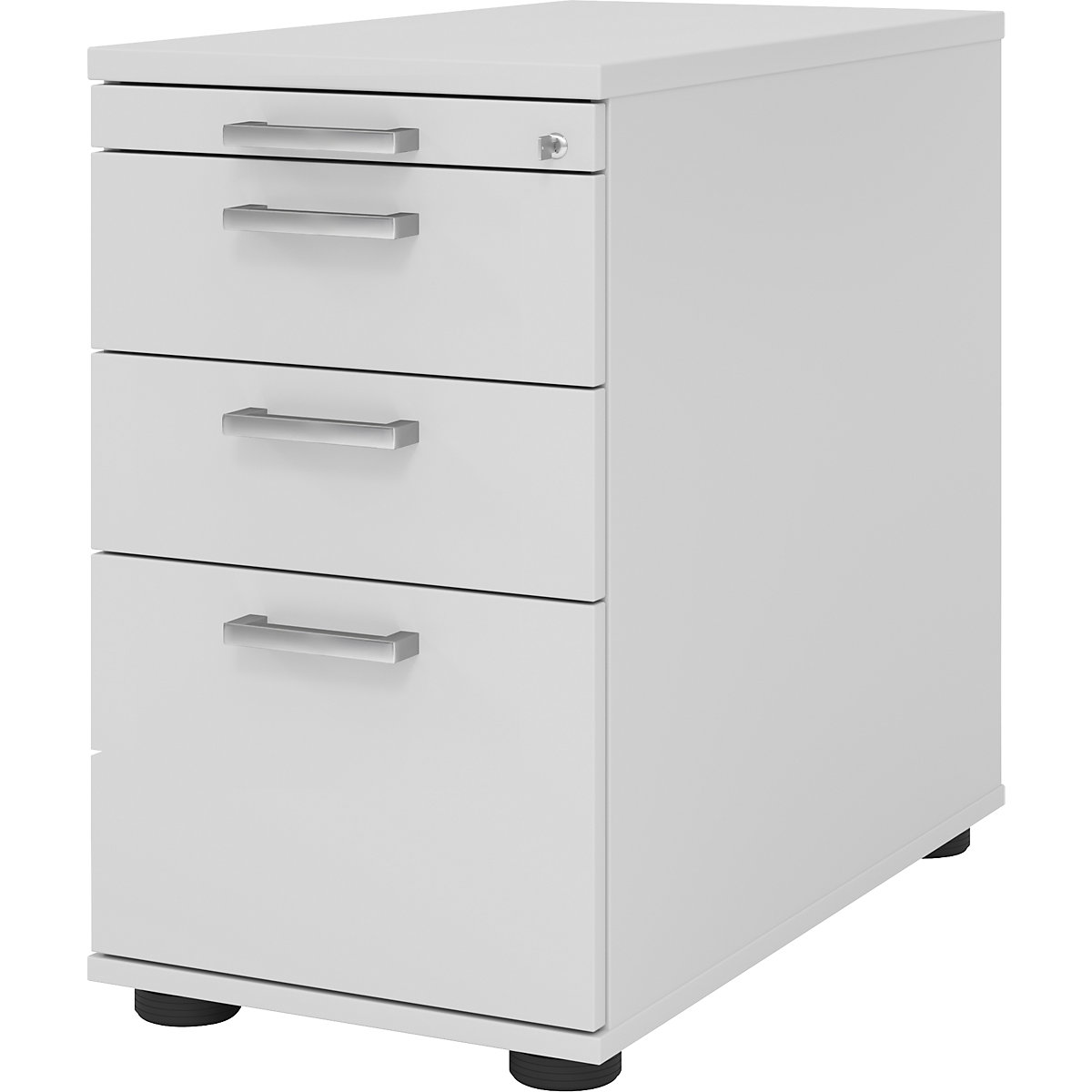 Fixed pedestal NICOLA – eurokraft pro, 2 drawers, 1 suspension file drawer, 1 utensil drawer, light grey-7