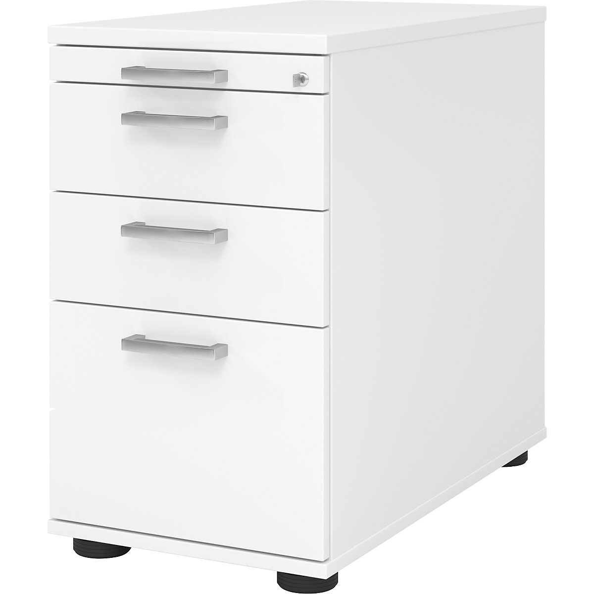 Fixed pedestal NICOLA – eurokraft pro, 2 drawers, 1 suspension file drawer, 1 utensil drawer, white-8