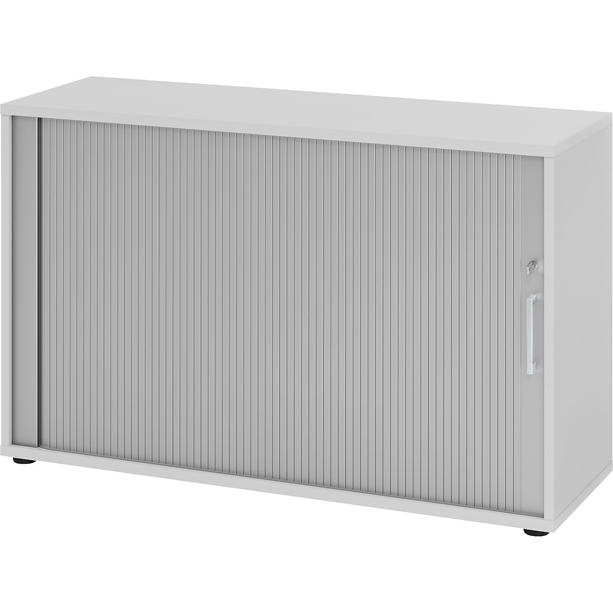 Roller shutter cupboard RENATUS – eurokraft pro, height 748 mm, 1 shelf each, light grey-9