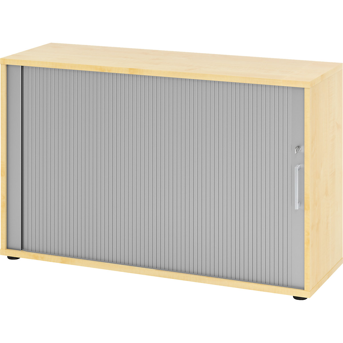 Roller shutter cupboard RENATUS – eurokraft pro, height 748 mm, 1 shelf each, maple finish-8