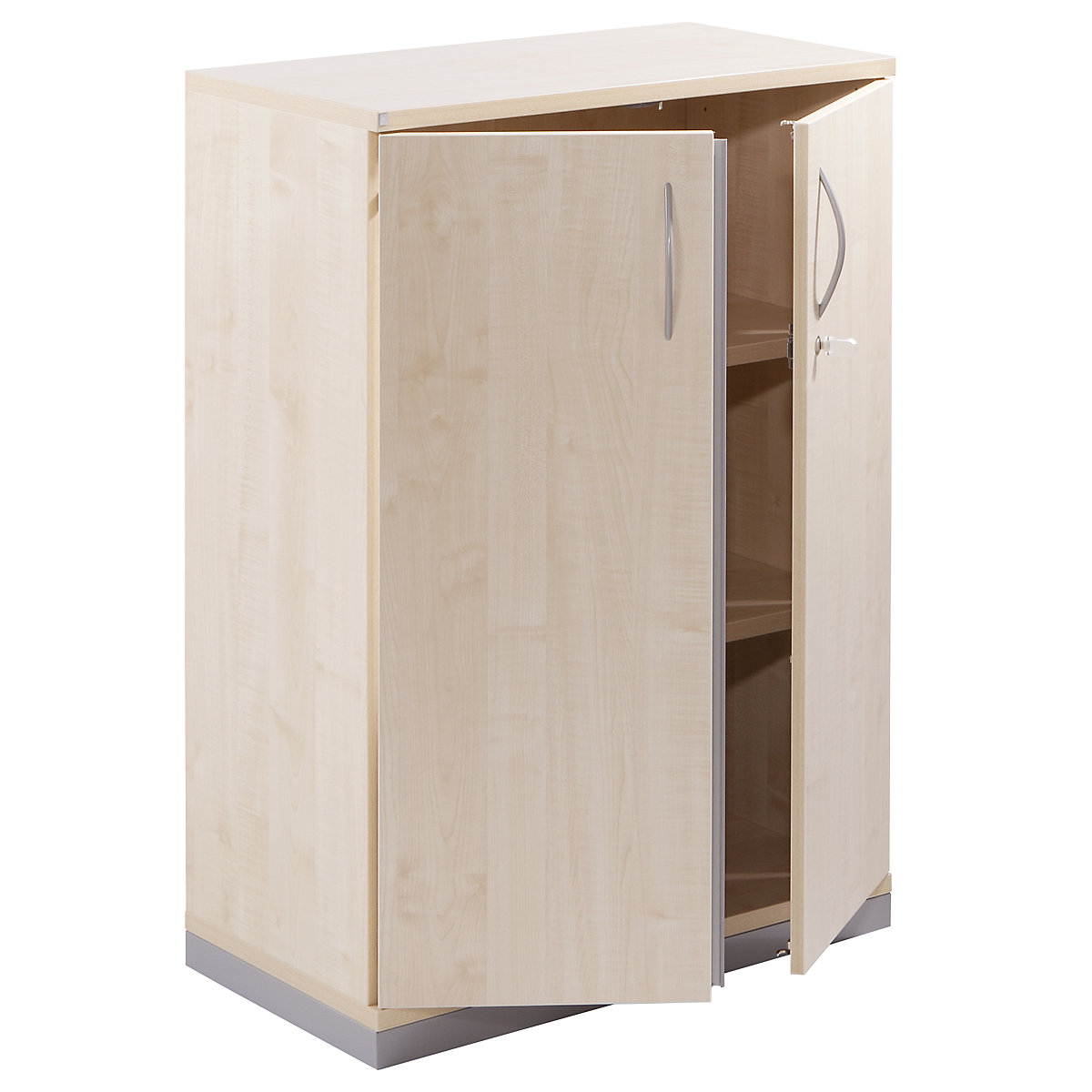 Double door cupboard THEA, 2 shelves, 3 file heights, maple finish-5