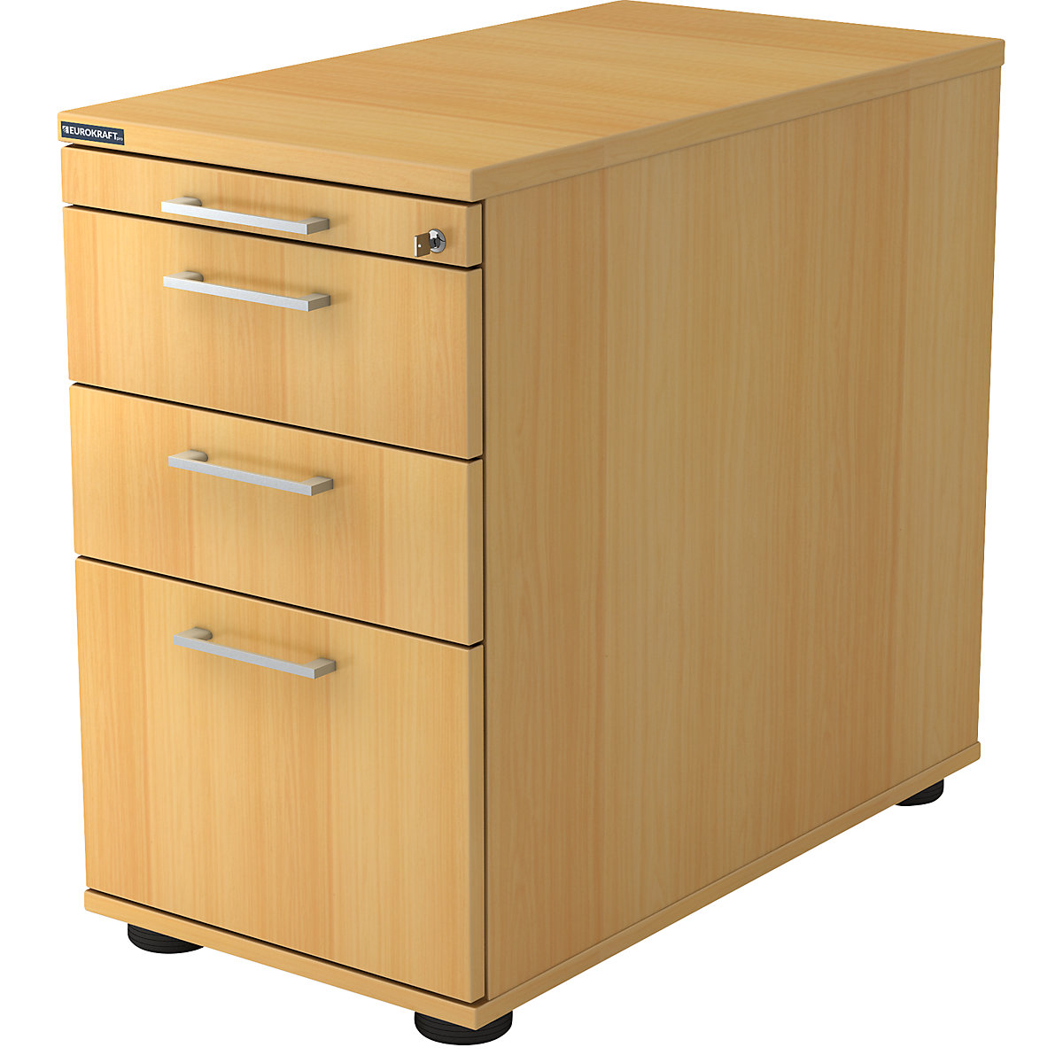 Fixed pedestal – eurokraft pro, 1 utensil drawer, 2 drawers, 1 suspension file drawer, beech finish-14