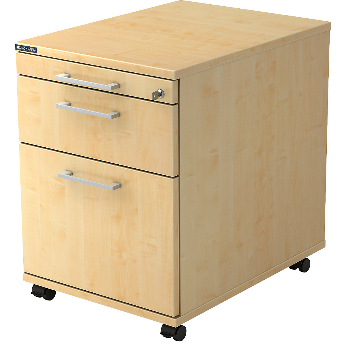 Mobile pedestal – eurokraft pro, 1 utensil drawer, 1 drawer, 1 file suspension drawer, depth 580 mm, maple finish-13