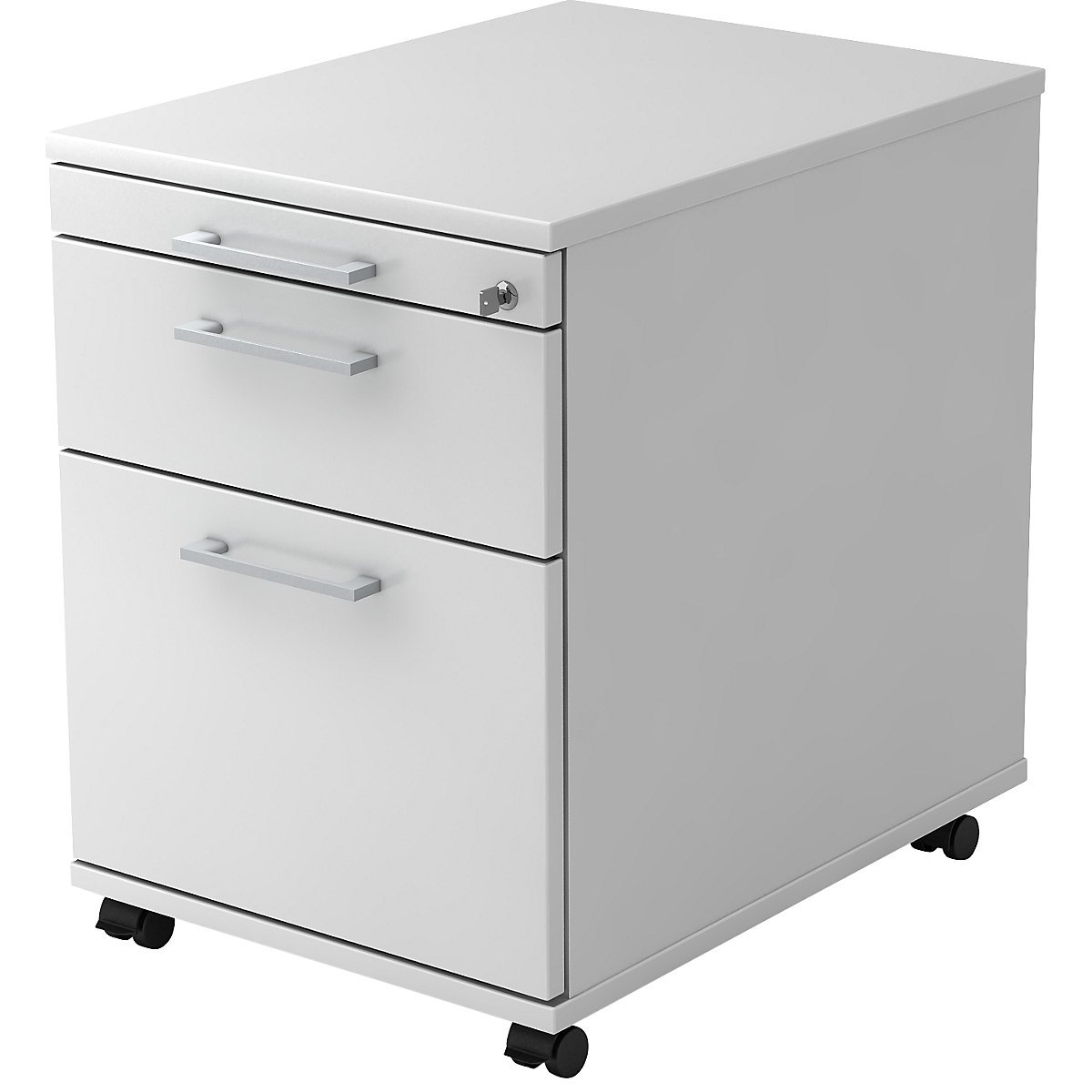 Mobile pedestal – eurokraft pro, 1 utensil drawer, 1 drawer, 1 file suspension drawer, depth 580 mm, white-12