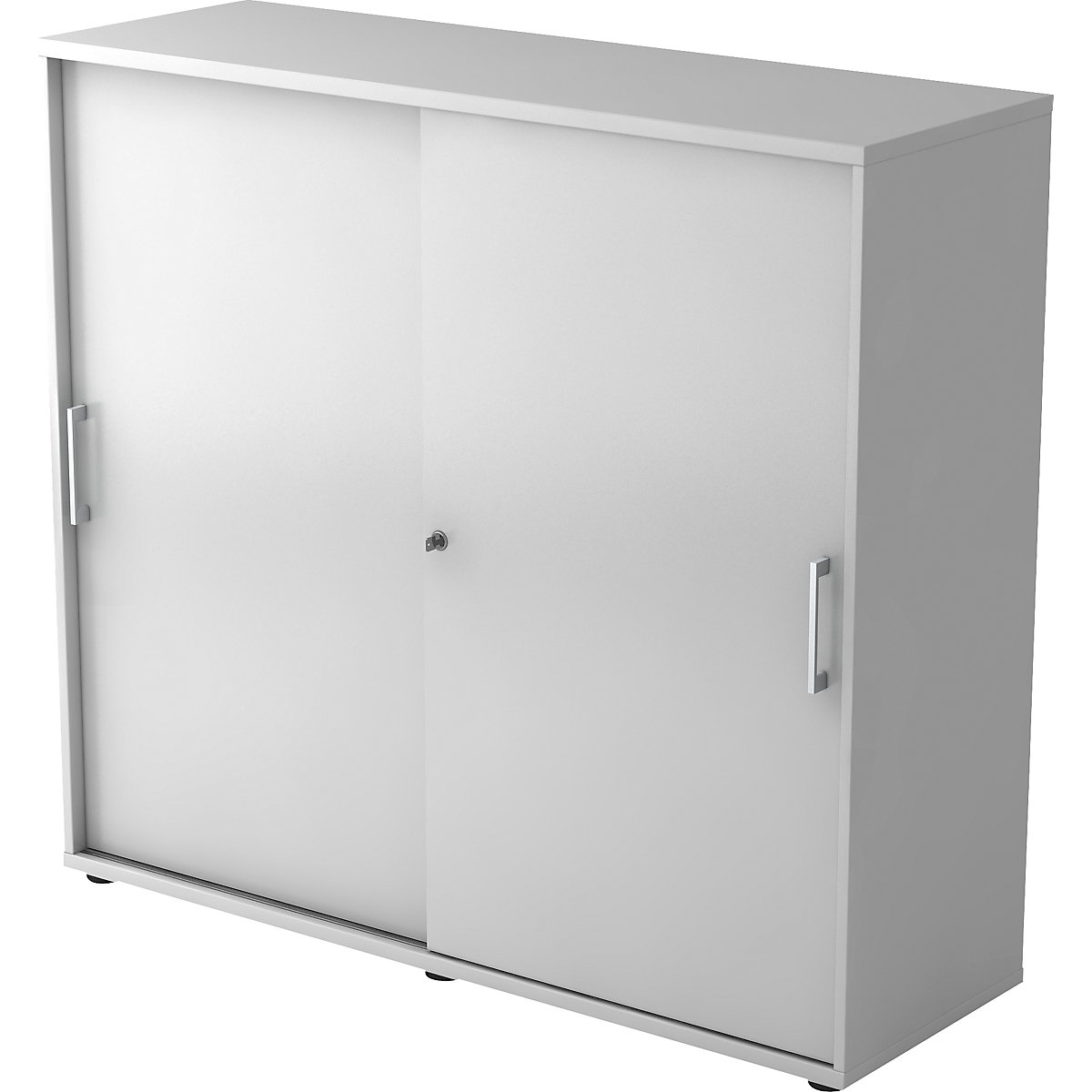 Sliding door cupboard – eurokraft pro, height 1100 mm, 2 shelves, light grey-12