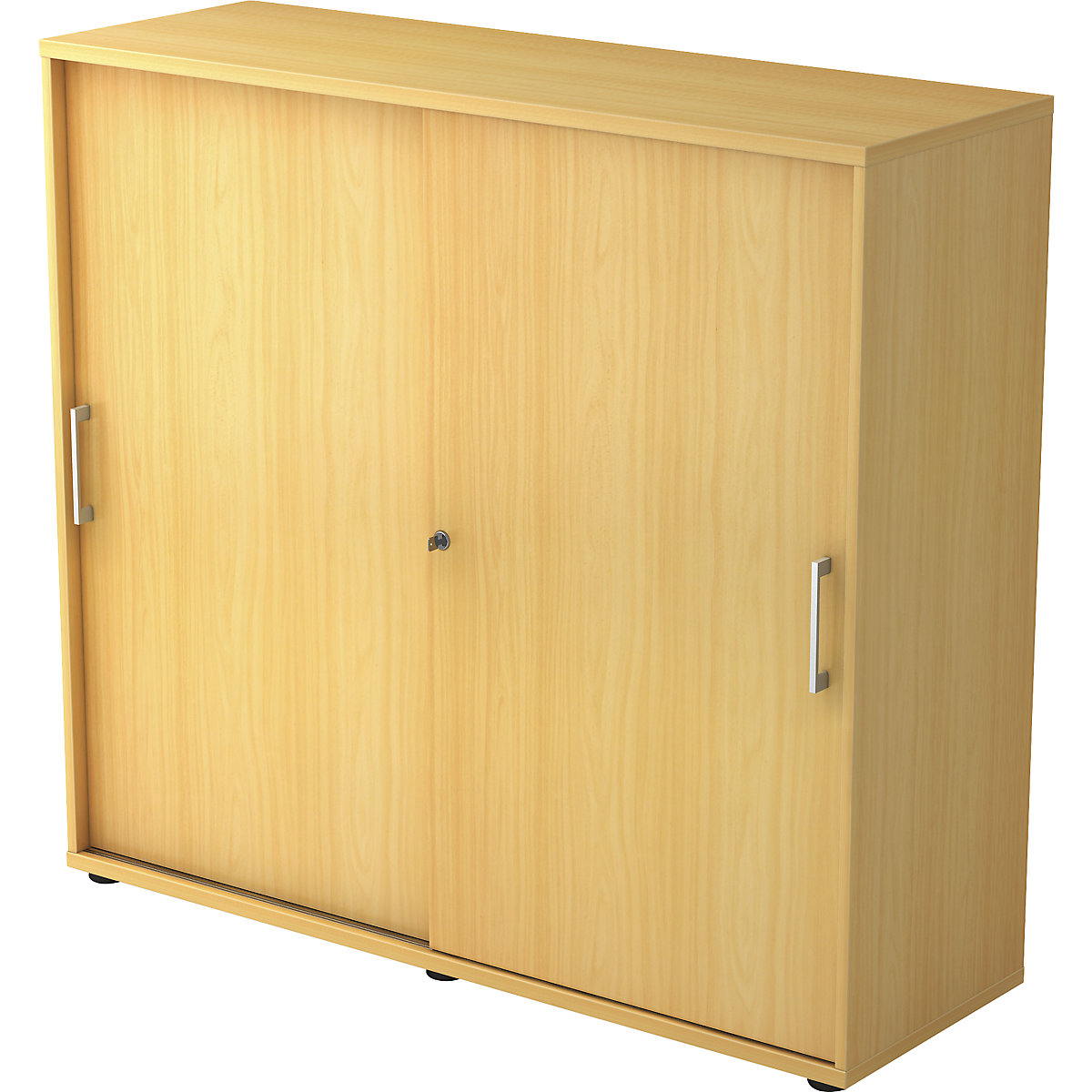 Sliding door cupboard – eurokraft pro, height 1100 mm, 2 shelves, beech finish-14