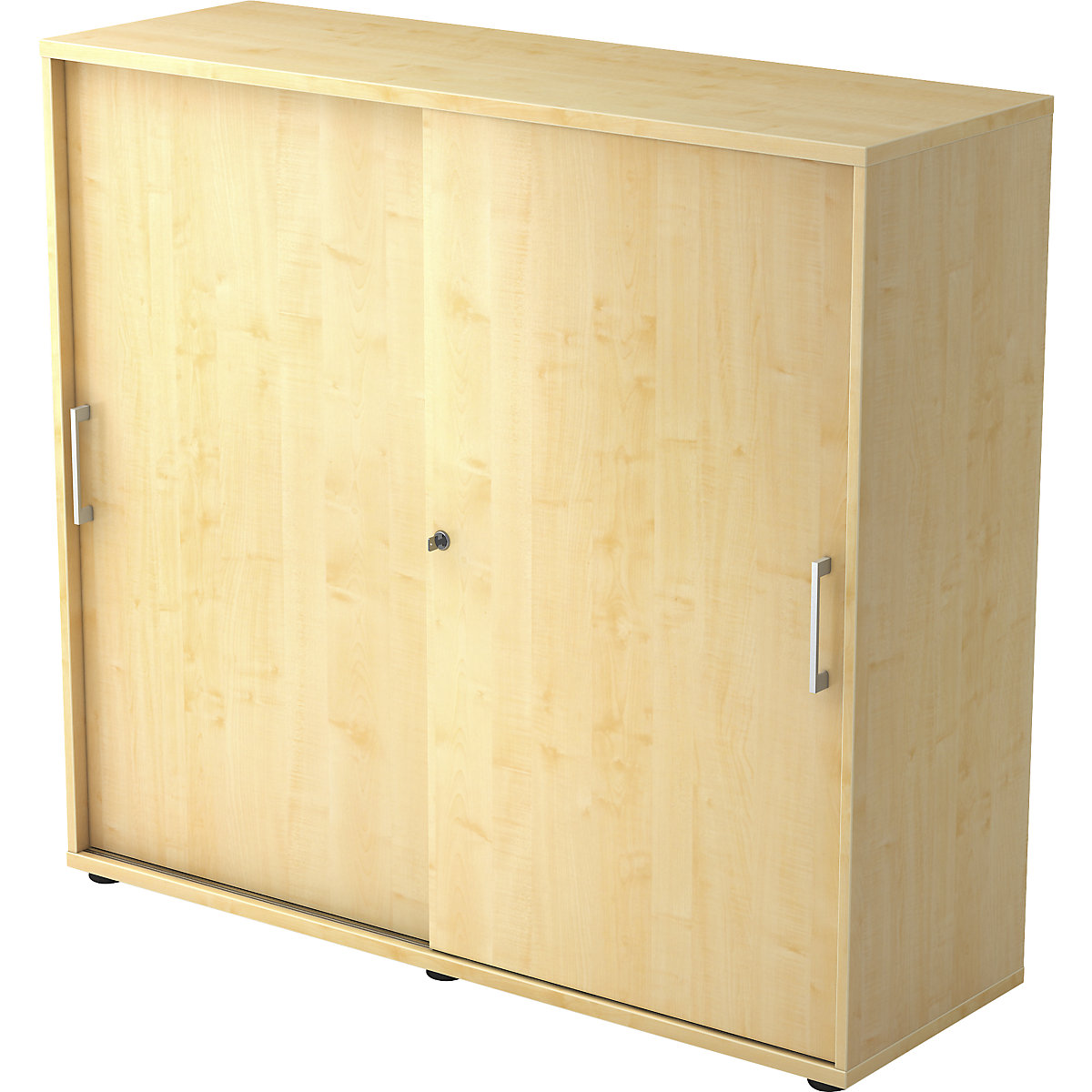 Sliding door cupboard – eurokraft pro, height 1100 mm, 2 shelves, maple finish-13