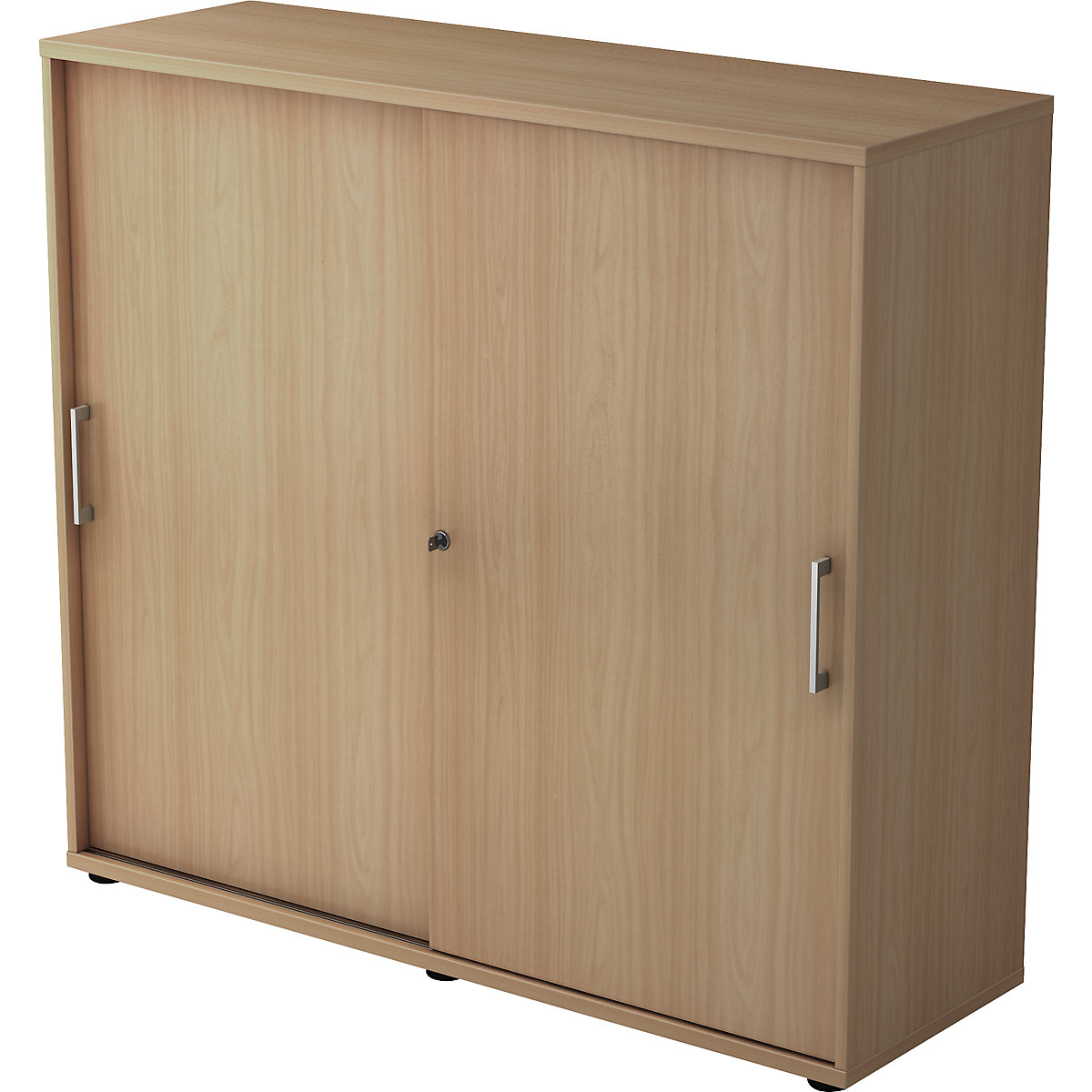 Sliding door cupboard – eurokraft pro, height 1100 mm, 2 shelves, walnut finish-11