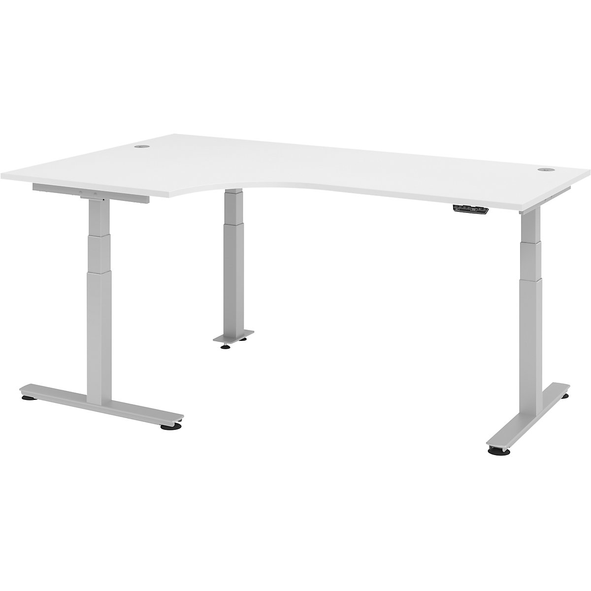 Corner desk, electric height adjustment UPLINER-2.0, left, WxD 2000 x 1200 mm, white-12