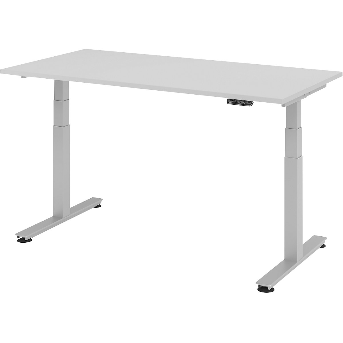 Desk, electric height adjustment UPLINER-2.0, T-foot frame, width 1200 mm, light grey-8