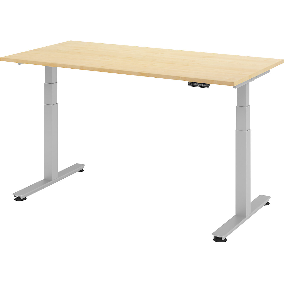 Desk, electric height adjustment UPLINER-2.0, T-foot frame, width 1200 mm, maple finish-15