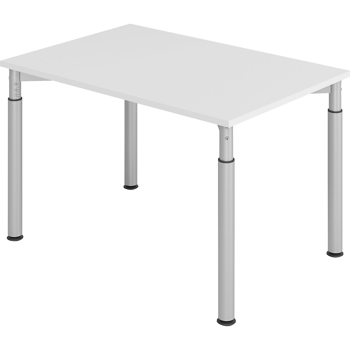 Desk with 4-legged frame VERA-ZWO, height adjustable, WxD 1200 x 800 mm, light grey top, aluminium silver frame-8