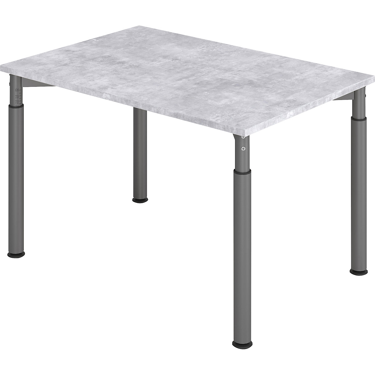 Desk with 4-legged frame VERA-ZWO, height adjustable, WxD 1200 x 800 mm, concrete look top, graphite frame-7