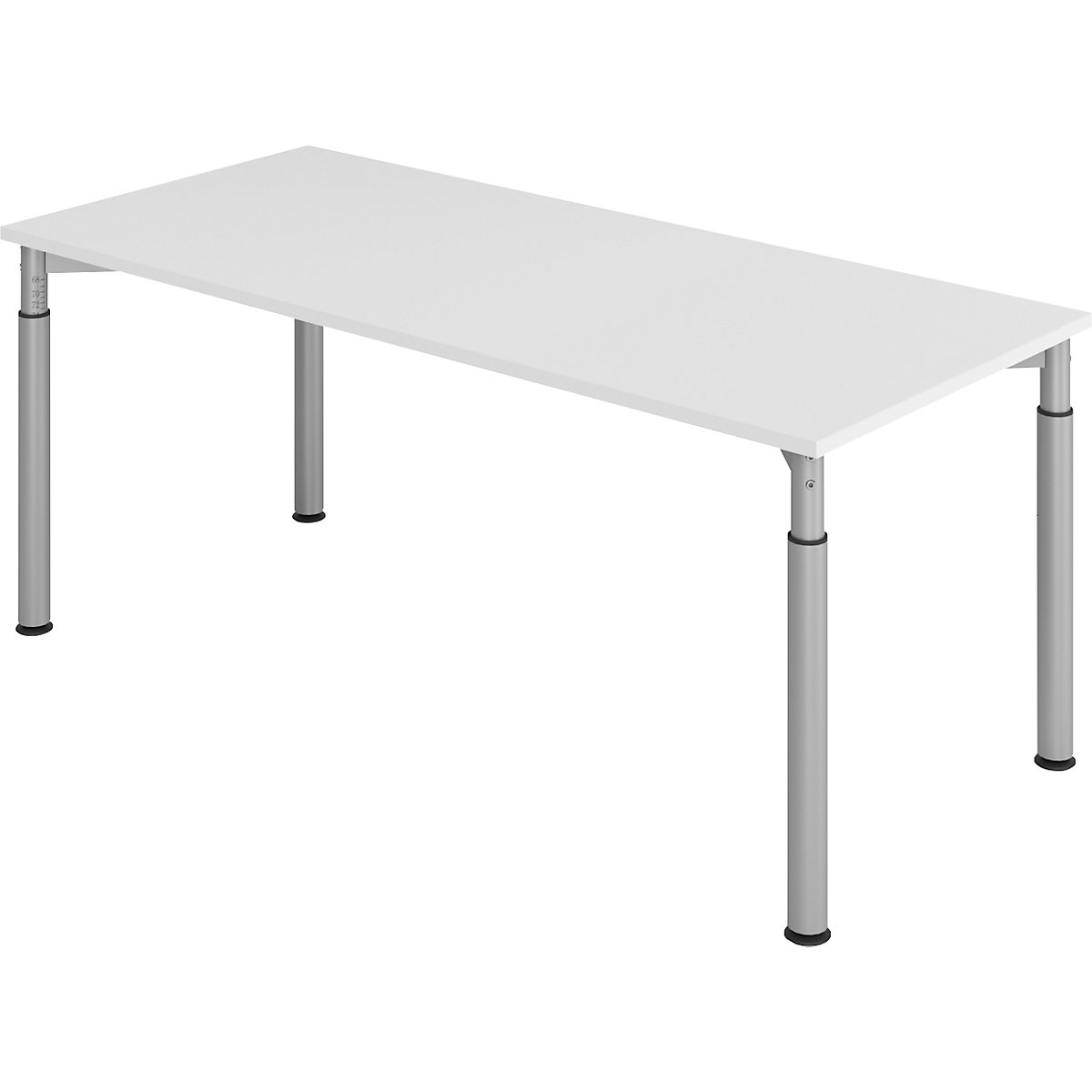 Desk with 4-legged frame VERA-ZWO, height adjustable, WxD 1800 x 800 mm, light grey top, aluminium silver frame-6