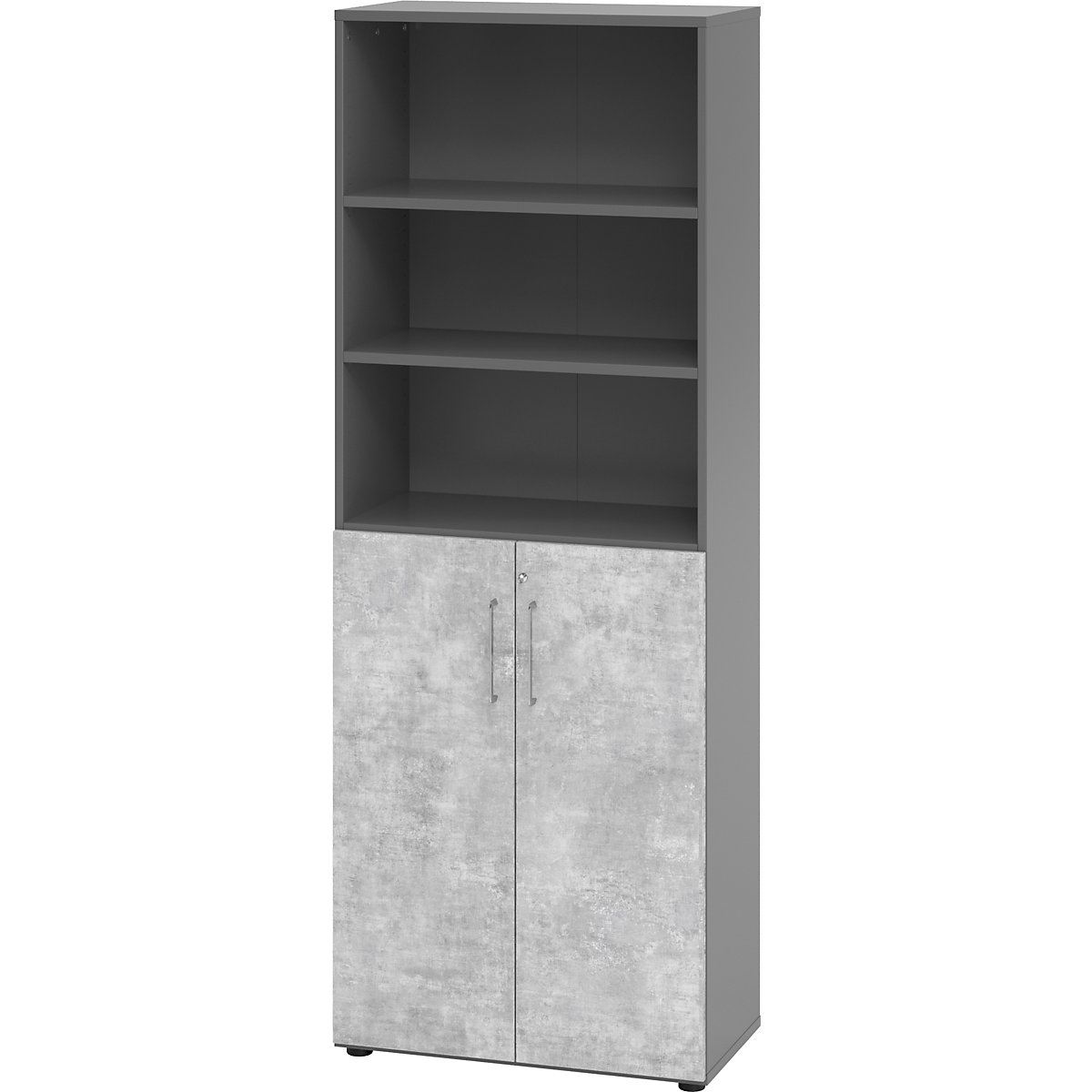 Office cupboard VERA-ZWO, HxWxD 2156 x 800 x 420 mm, graphite / concrete-7