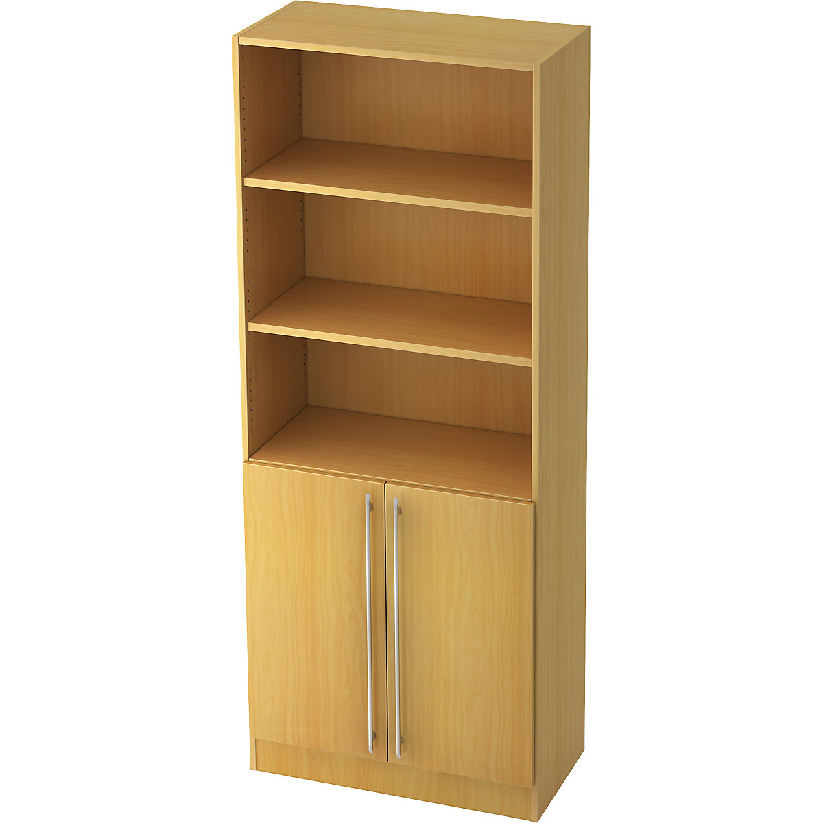 Shelf cupboard VIOLA, 2 open shelves, 1 shelf behind doors, beech finish-8