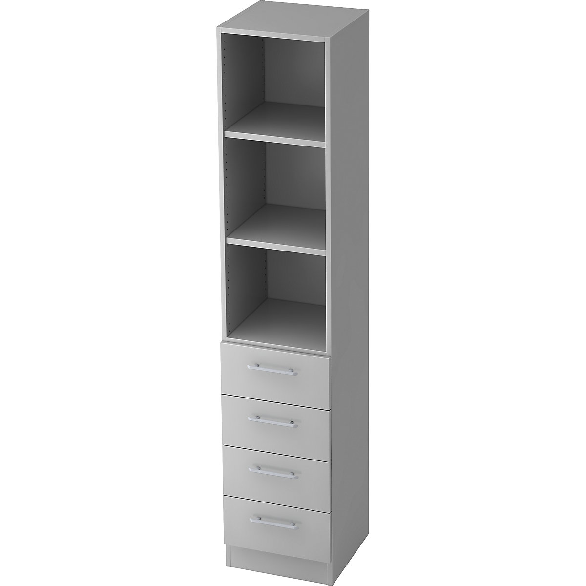 Shelf cupboard VIOLA, 2 open shelves, 4 drawers, light grey-8