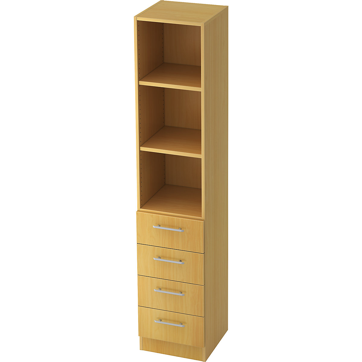 Shelf cupboard VIOLA, 2 open shelves, 4 drawers, beech finish-7