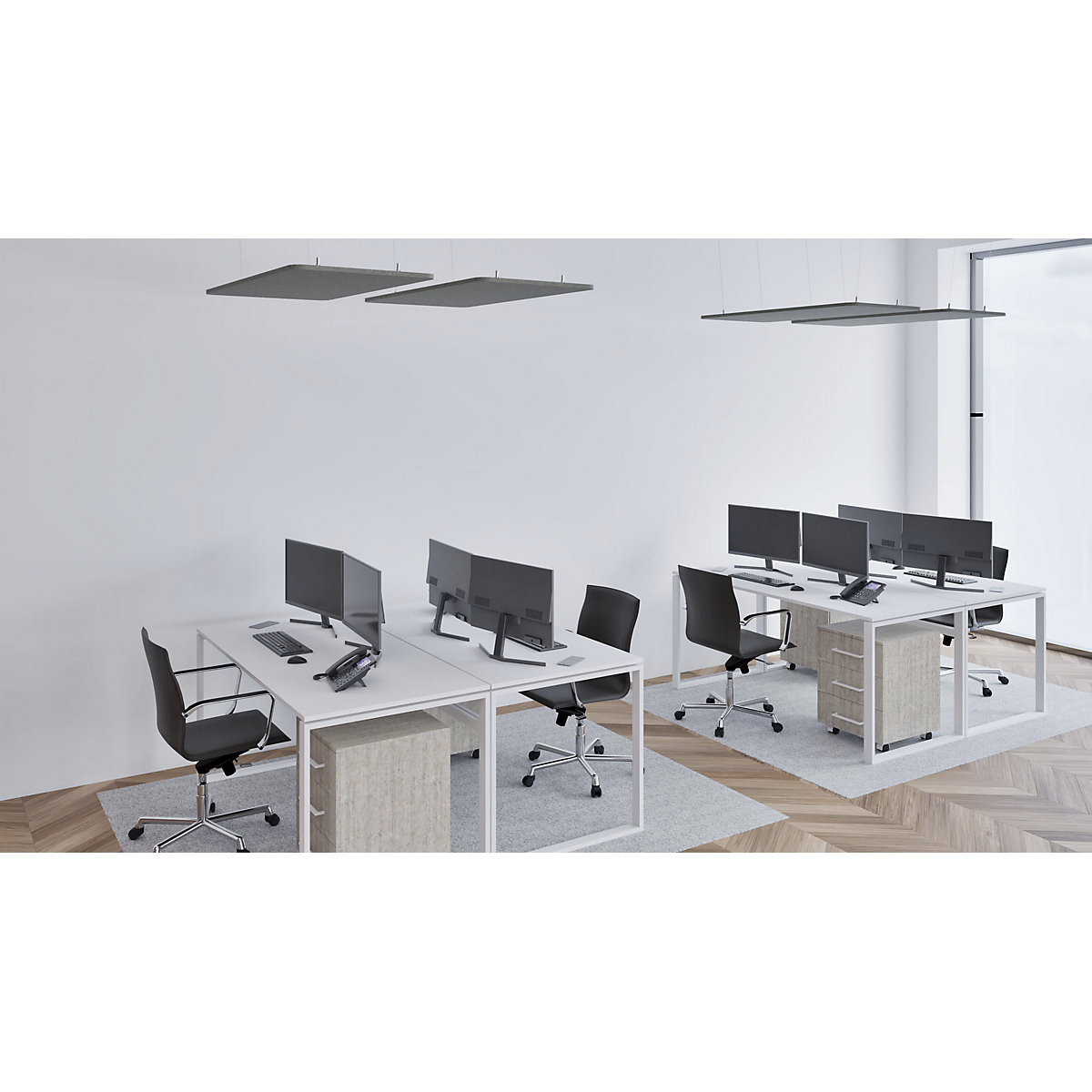 Placa de techo acústica, fieltro PET – eurokraft basic (Imagen del producto 4)-3