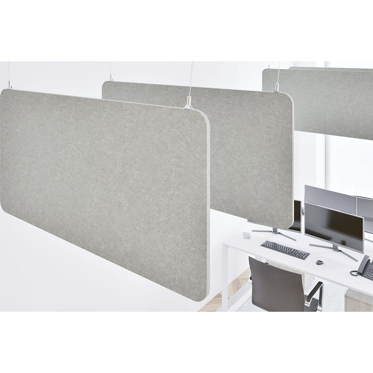 Placa de techo acústica, fieltro PET – eurokraft basic (Imagen del producto 5)-4