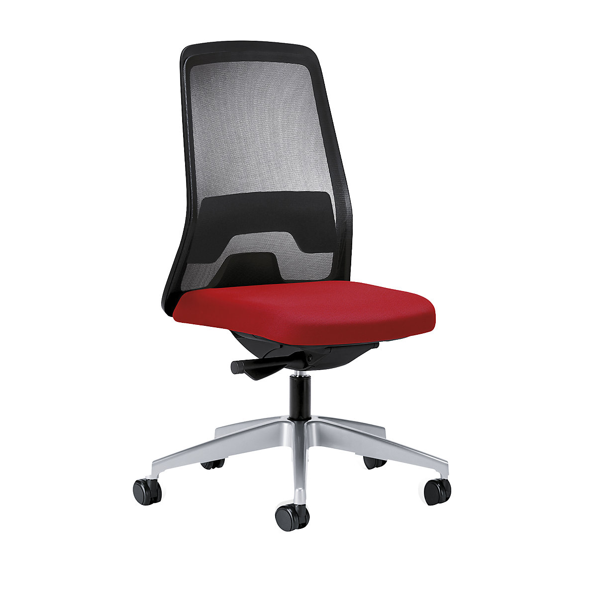 Silla giratoria ergonómica EVERY, respaldo reticulado negro – interstuhl