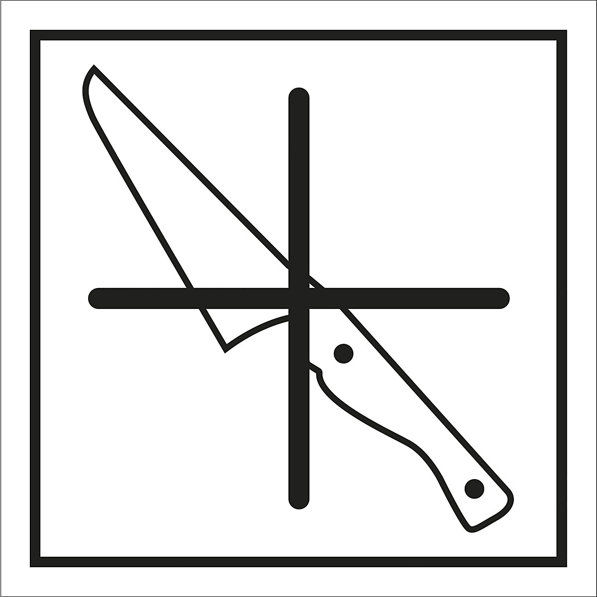 Oznake za skladište i ambalažu, pak. 10 kom., Ne upotrebljavati nož, 100 x 100 mm