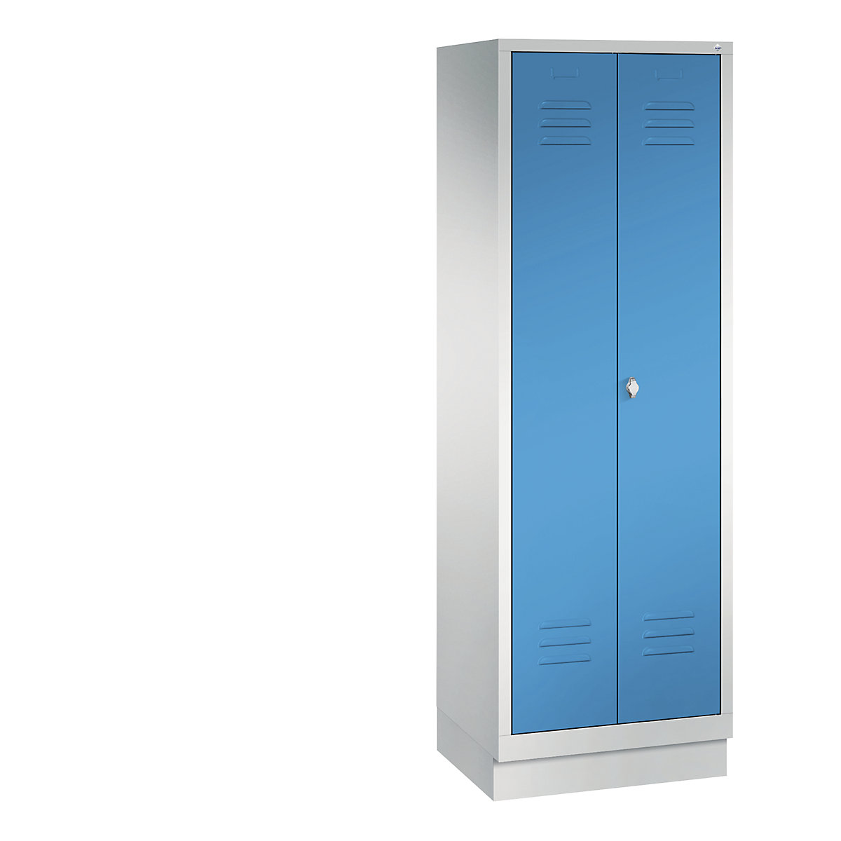 CLASSIC omara za pripomočke s podnožjem – C+P, 2 predelka, širina 300 mm/predelek, svetlo sive / svetlo modre barve-6