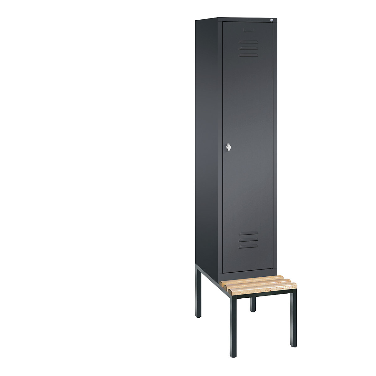 Garderobna omara CLASSIC s klopjo – C+P, 1 predelek, širina 400 mm/predelek, črno sive barve-13