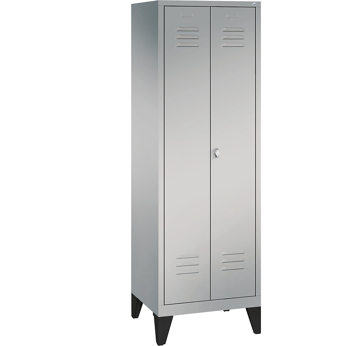 Garderobna omara CLASSIC z nogami in dvokrilnimi vrati na stik – C+P, 2 predelka, širina 300 mm/predelek, aluminijasto bele barve-8