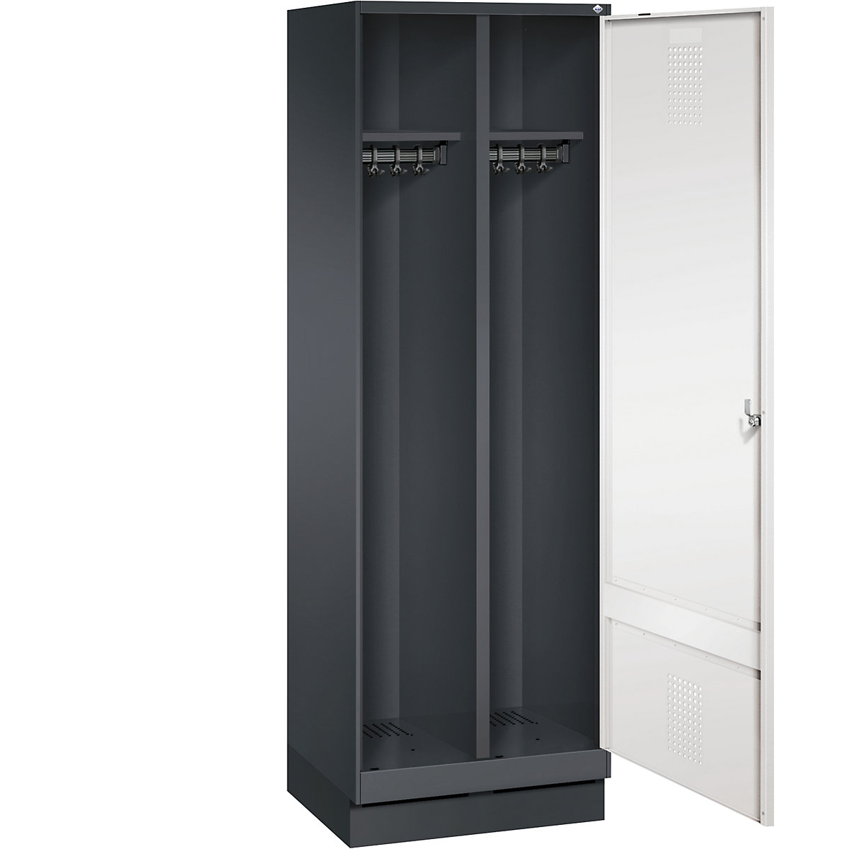 Garderobna omara EVOLO, vrata čez 2 predelka, s podnožjem – C+P (Slika izdelka 23)-22