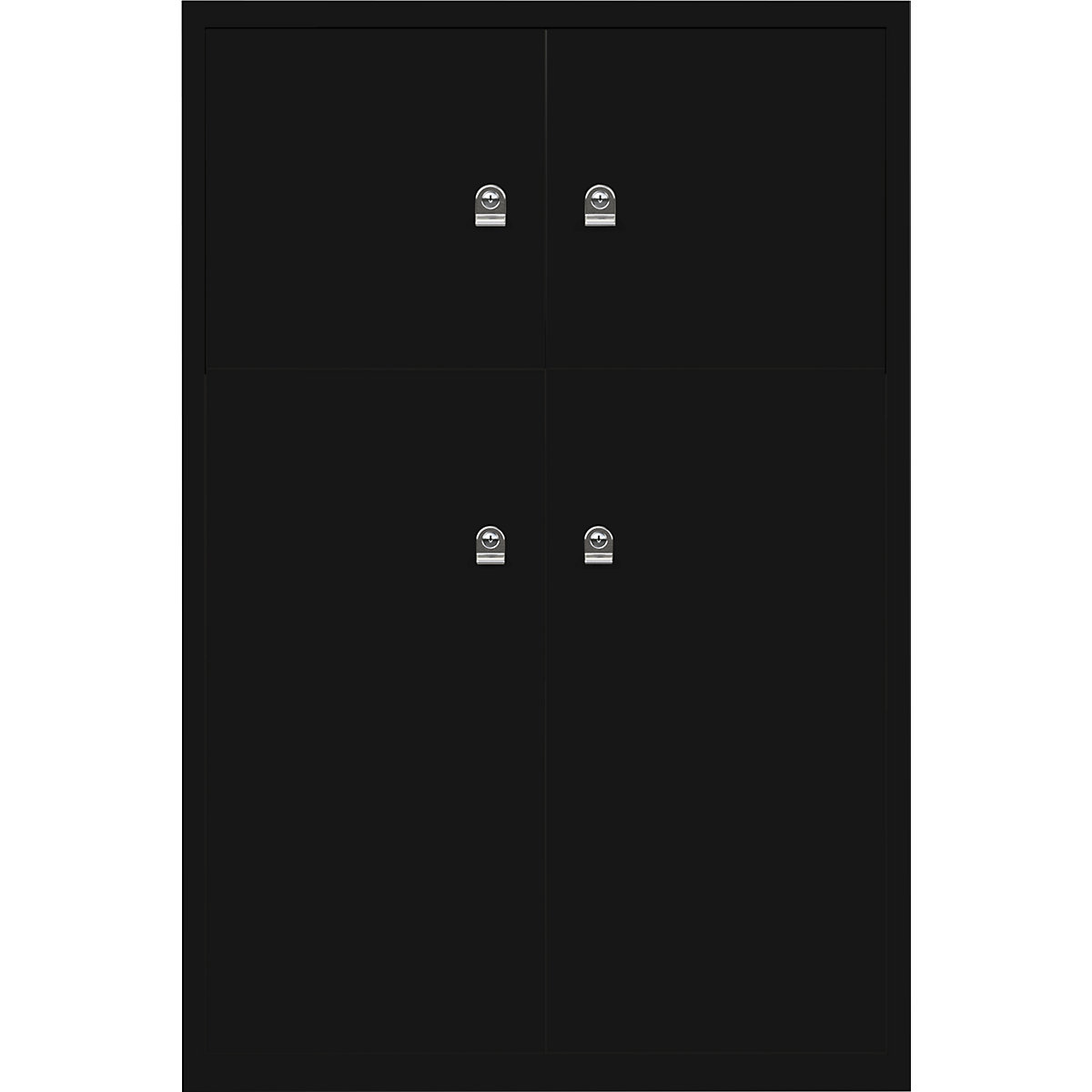 Omara s predelki z zaklepanjem LateralFile™ – BISLEY, 4 predelki z zaklepanjem, višina 2 x 375 mm, 2 x 755 mm, črne barve-18
