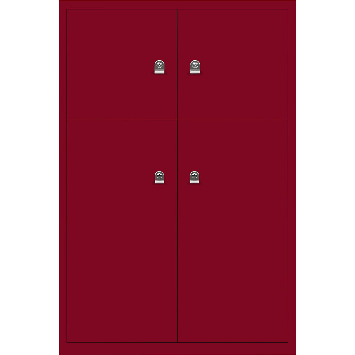 Omara s predelki z zaklepanjem LateralFile™ – BISLEY, 4 predelki z zaklepanjem, višina 2 x 375 mm, 2 x 755 mm, kardinalsko rdeče barve-25