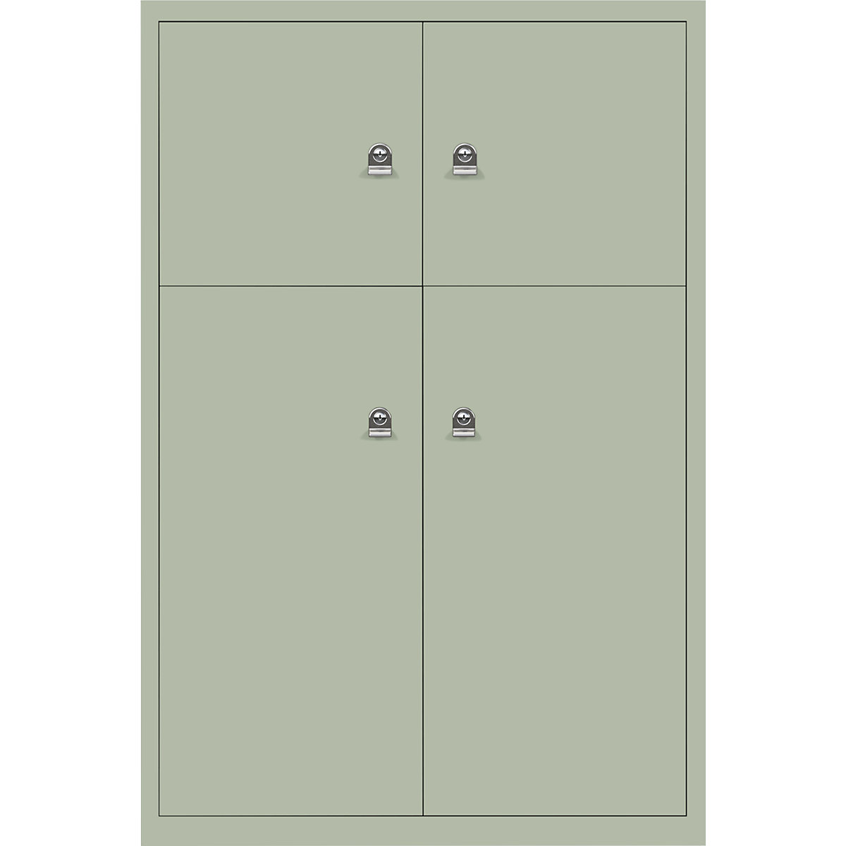 Omara s predelki z zaklepanjem LateralFile™ – BISLEY, 4 predelki z zaklepanjem, višina 2 x 375 mm, 2 x 755 mm, sivo zelene barve-6