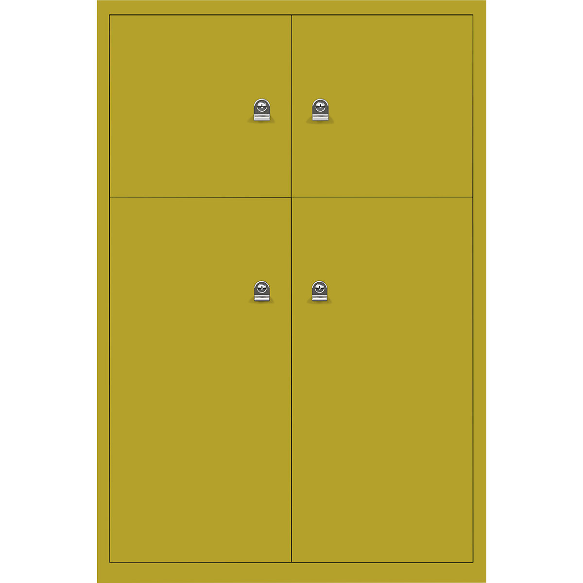 Omara s predelki z zaklepanjem LateralFile™ – BISLEY, 4 predelki z zaklepanjem, višina 2 x 375 mm, 2 x 755 mm, travnato zelene barve-4