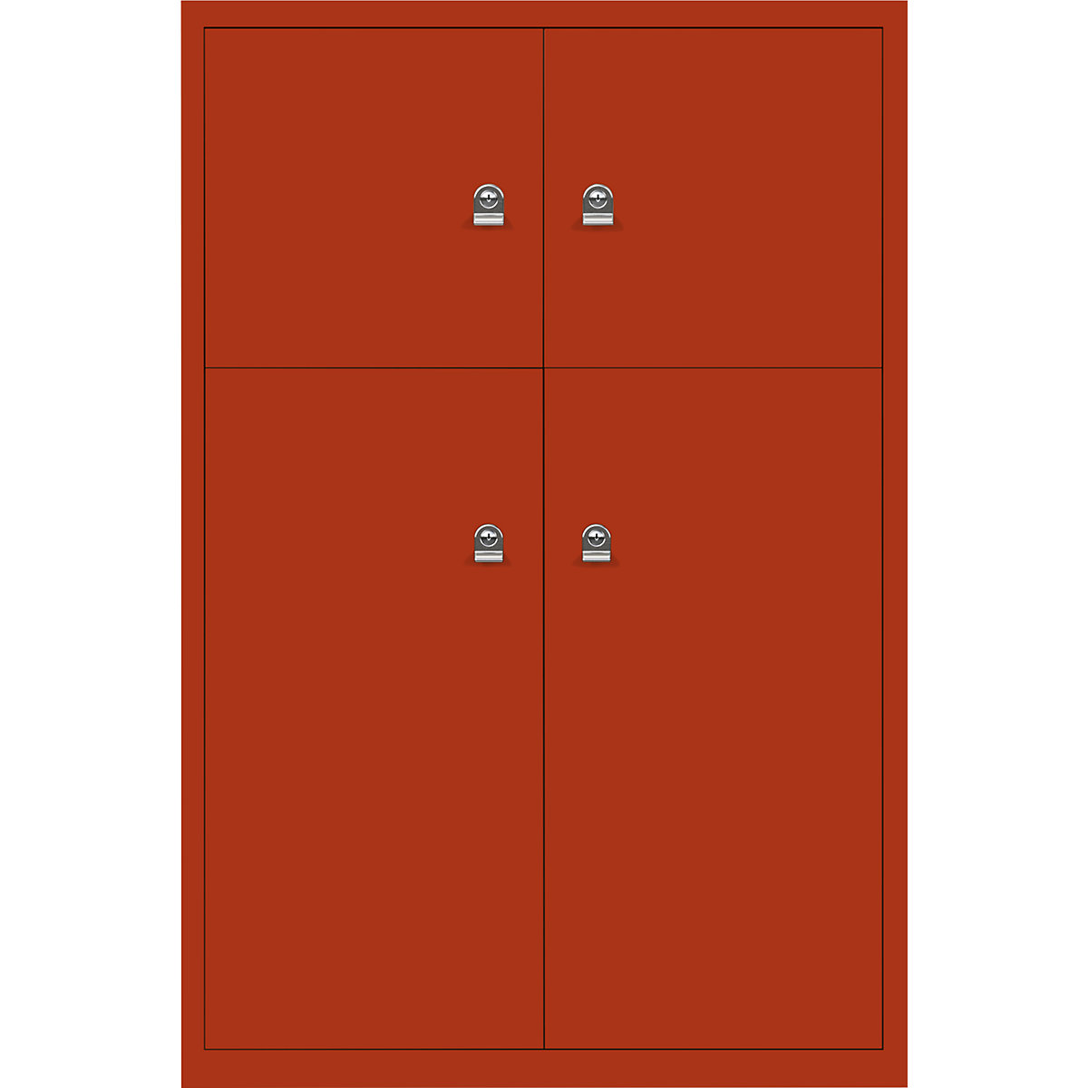 Omara s predelki z zaklepanjem LateralFile™ – BISLEY, 4 predelki z zaklepanjem, višina 2 x 375 mm, 2 x 755 mm, seviljsko rdeče barve-9