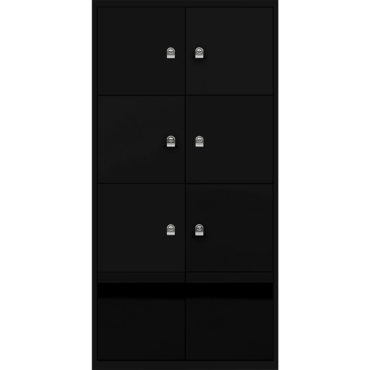 Omara s predelki z zaklepanjem LateralFile™ – BISLEY, 6 predelkov z zaklepanjem in 2 predala, višina po 375 mm, črne barve-12