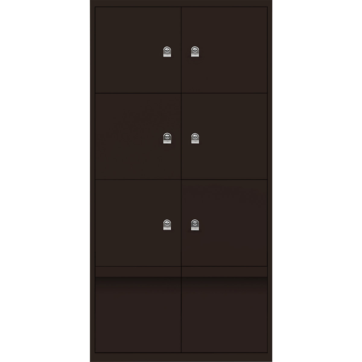 Omara s predelki z zaklepanjem LateralFile™ – BISLEY, 6 predelkov z zaklepanjem in 2 predala, višina po 375 mm, rjave barve-23