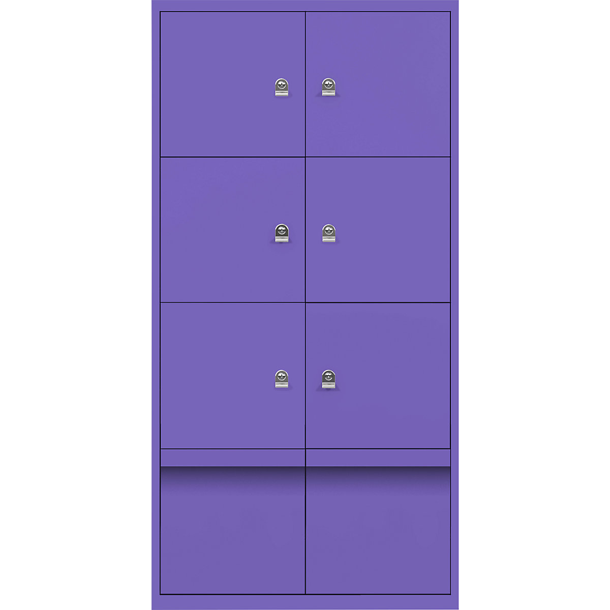 Omara s predelki z zaklepanjem LateralFile™ – BISLEY, 6 predelkov z zaklepanjem in 2 predala, višina po 375 mm, vijoličaste barve-1
