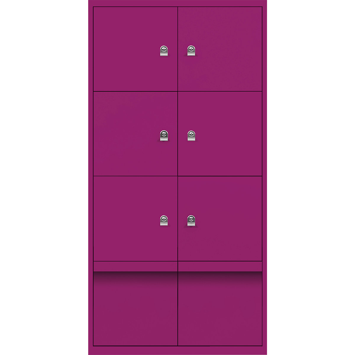Omara s predelki z zaklepanjem LateralFile™ – BISLEY, 6 predelkov z zaklepanjem in 2 predala, višina po 375 mm, fuksija roza barve-22