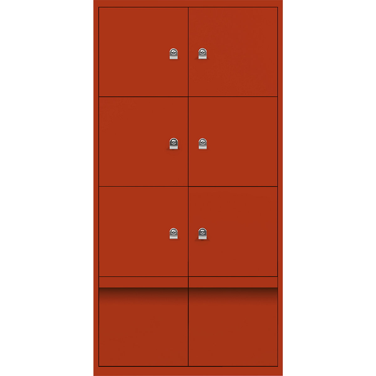 Omara s predelki z zaklepanjem LateralFile™ – BISLEY, 6 predelkov z zaklepanjem in 2 predala, višina po 375 mm, seviljsko rdeče barve-29