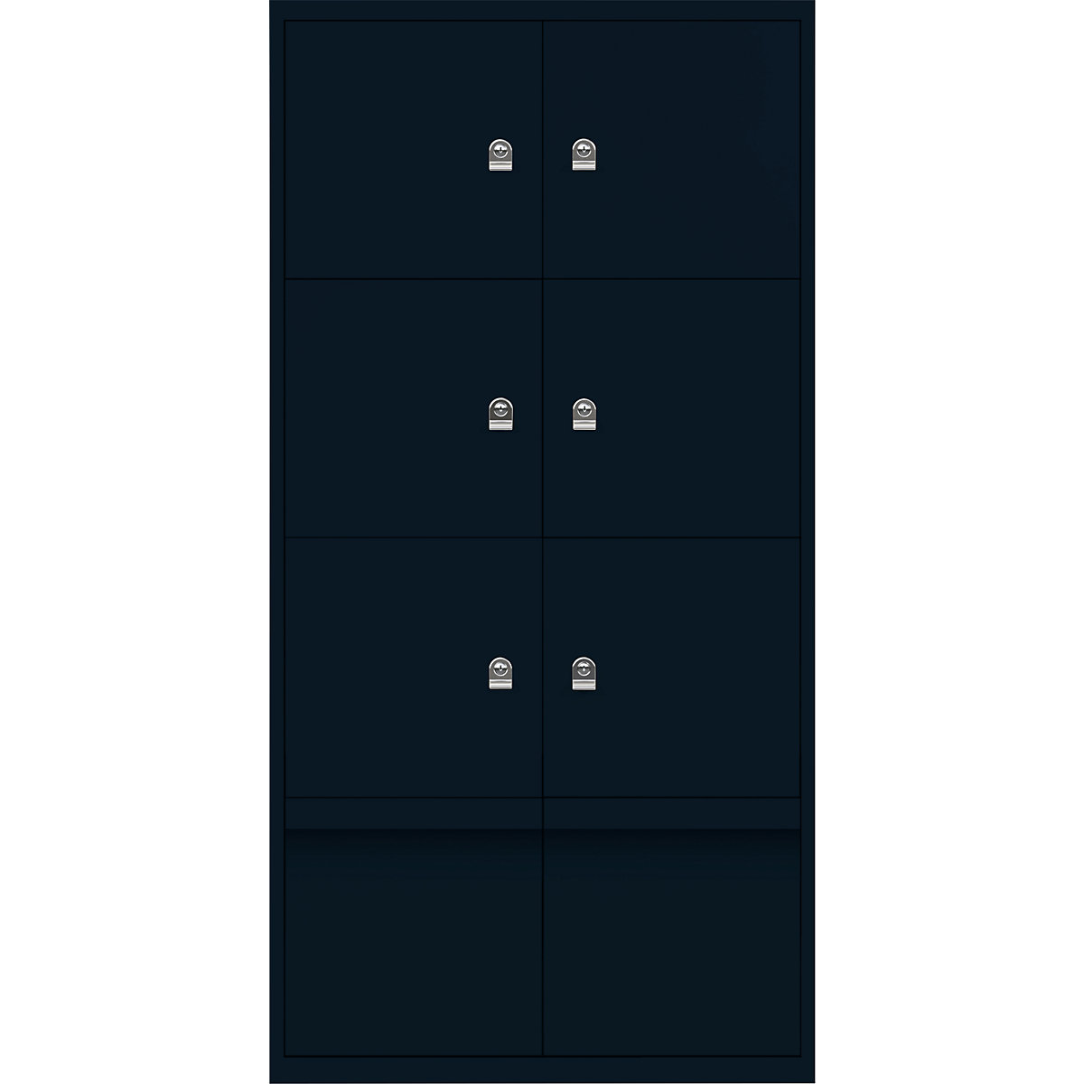 Omara s predelki z zaklepanjem LateralFile™ – BISLEY, 6 predelkov z zaklepanjem in 2 predala, višina po 375 mm, prusko modre barve-7