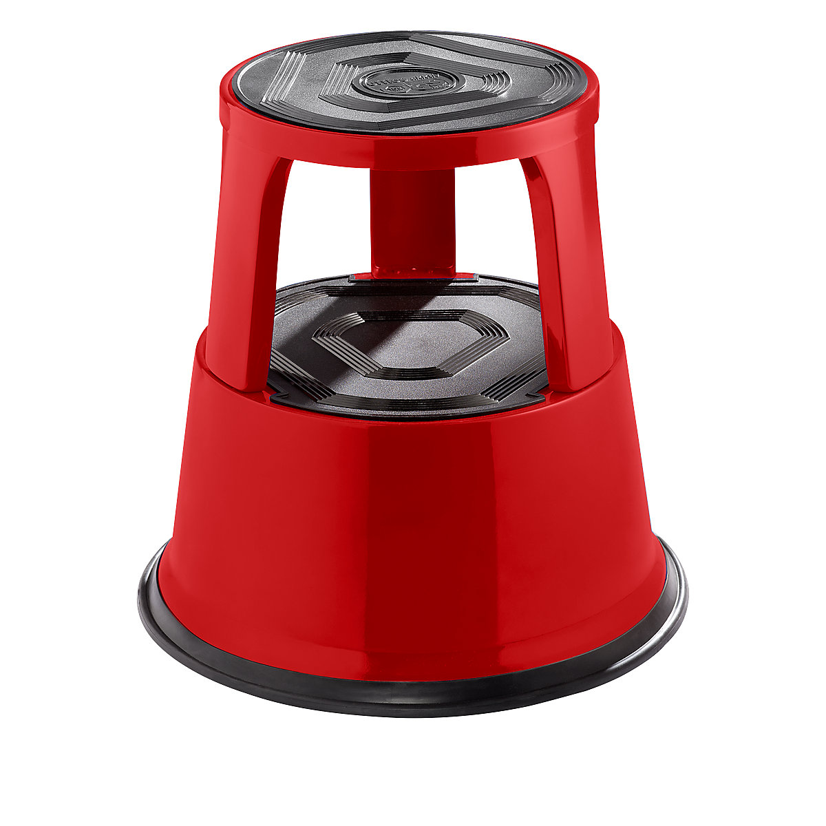 EUROKRAFTpro – Stolac s kotačima od stabilnog čeličnog lima, visina s opterećenjem 420 mm, tri klizna kotača, u crvenoj boji, od 10 kom.
