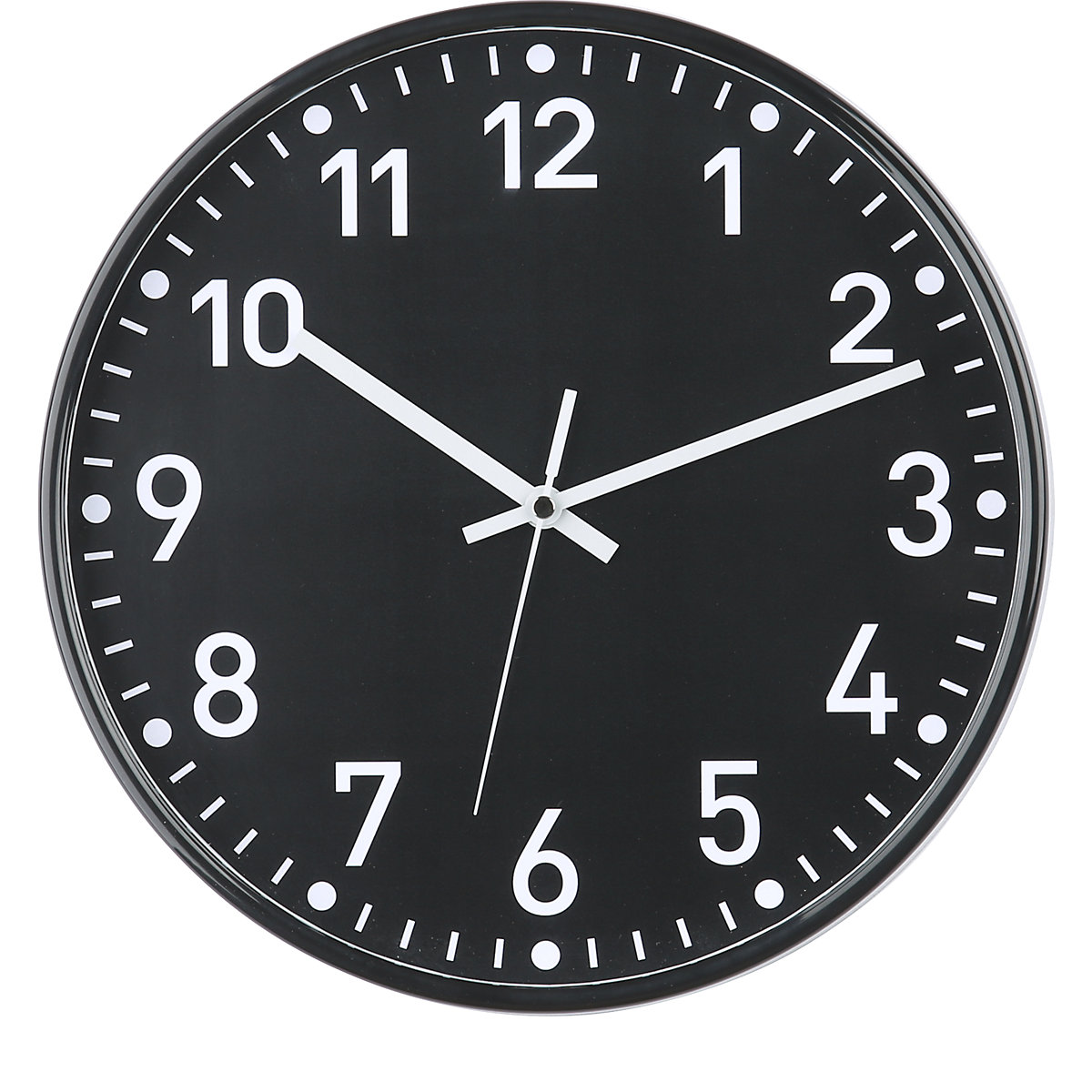 Zidni sat, kvarcni satni mehanizam, Ø 300 mm, kućište u crnoj boji, brojčanik u crnoj boji-3