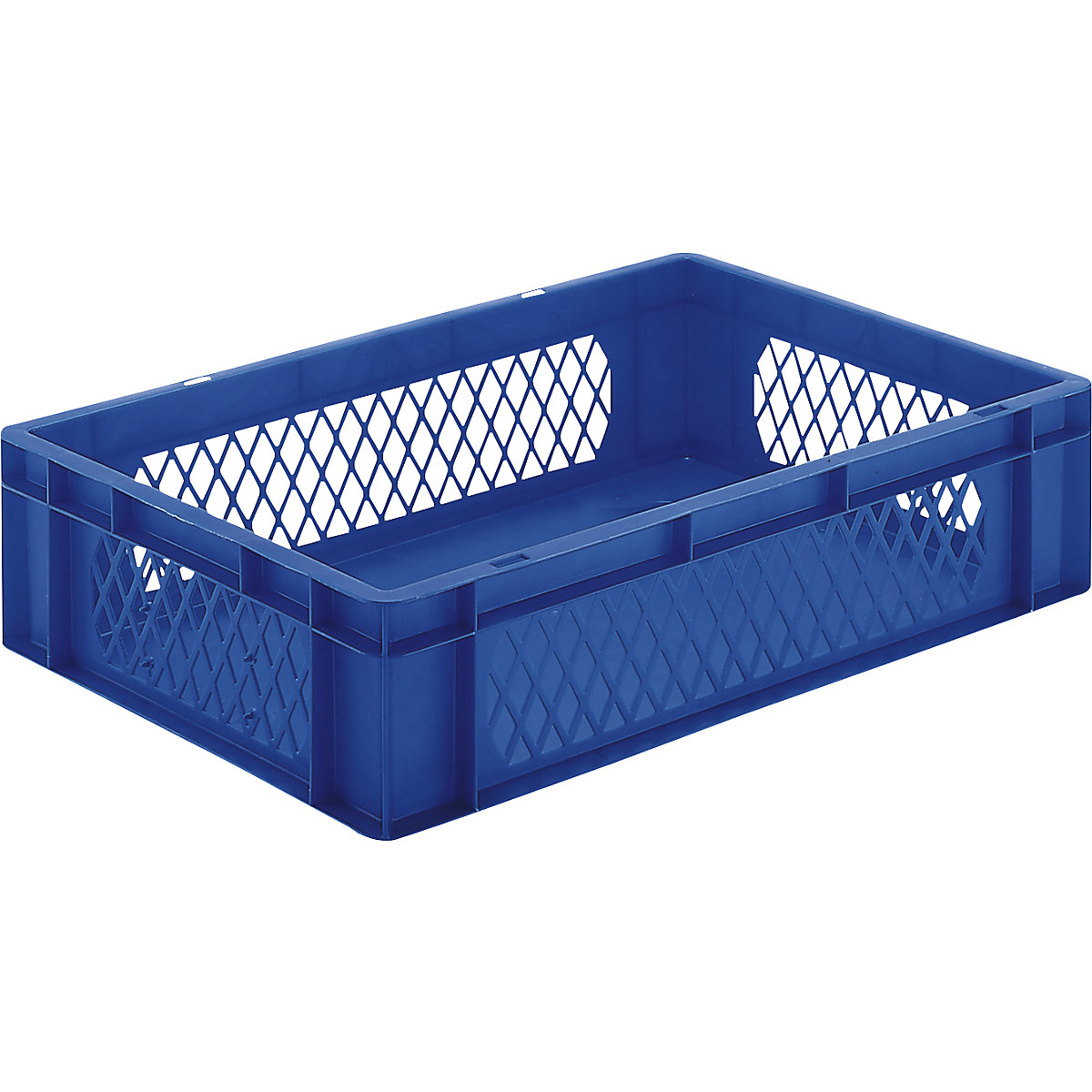 Stapelbak van euroformaat, wanden geperforeerd, bodem dicht, l x b x h = 600 x 400 x 145 mm, blauw, VE = 5 stuks-2