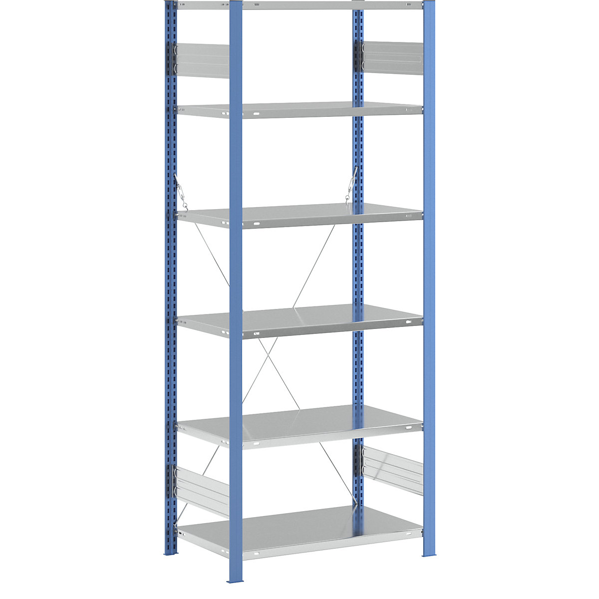 Inhaakstelling, lichte constructie – eurokraft pro, enkelzijdig, h x b x d 2500 x 1000 x 600 mm, blauw/verzinkt, basisstelling-173