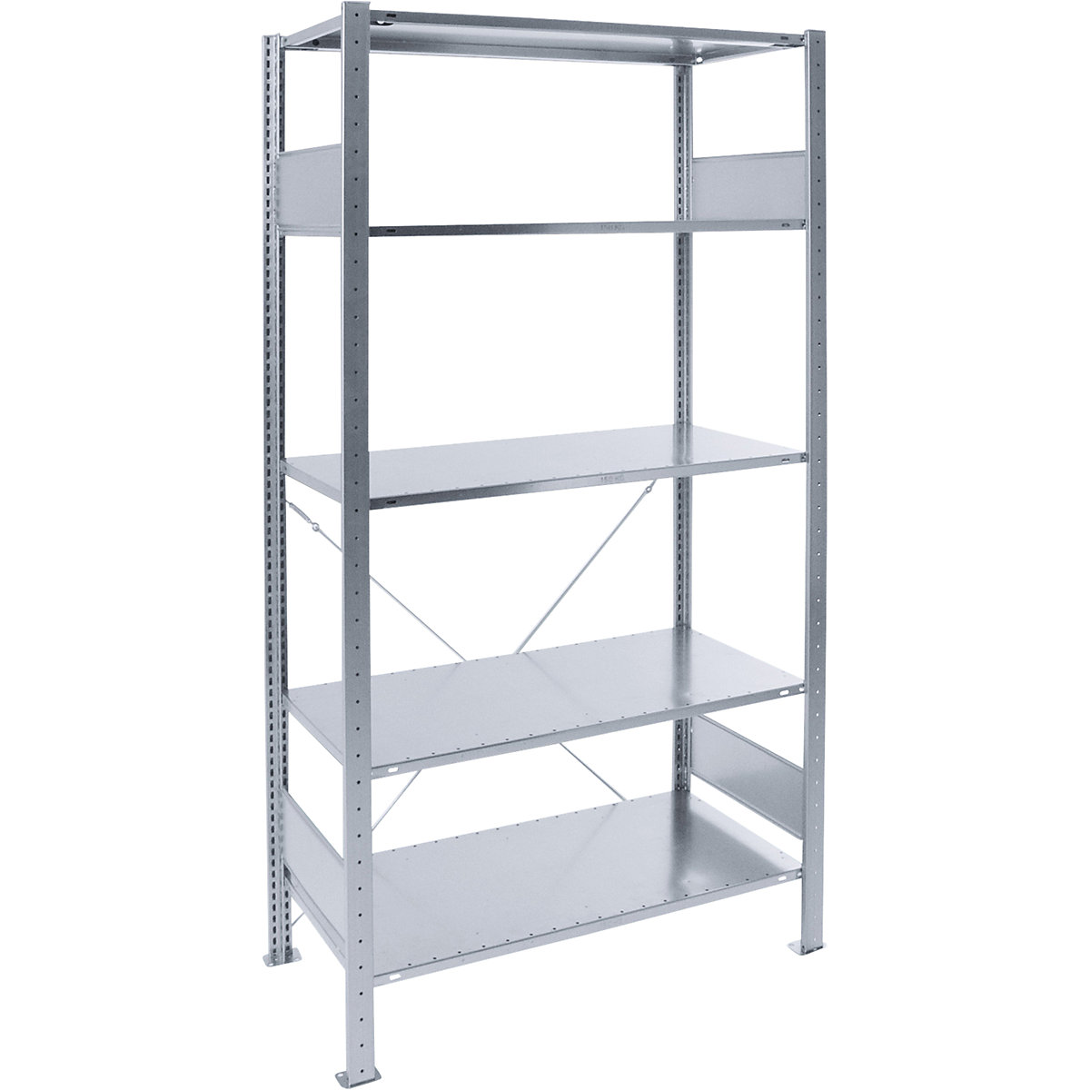 Inhaakstelling – eurokraft pro, één rij, legbord-b x d = 1000 x 500 mm, verzinkt, hoogte 2000 mm, basisstelling-3